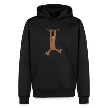 Faultier klettert hoch Faultier abhängen müde - Männer Premium Bio Hoodie - Schwarz - Vorne - Nico (187cm)