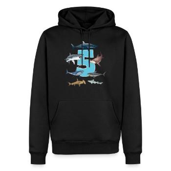 5e anniversaire de la fête de requin-jeune cadeau - Sweat à capuche Premium bio Homme - noir - Devant - Nico (187cm)