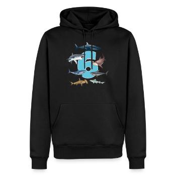 6ème anniversaire de la fête de requin-jeune cadeau - Sweat à capuche Premium bio Homme - noir - Devant - Nico (187cm)