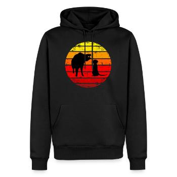 Safari animaux au coucher du soleil Savane Nature - Sweat à capuche Premium bio Homme - noir - Devant - Nico (187cm)