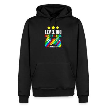 Level 100 Days of School Completed - Männer Premium Bio Hoodie - Schwarz - Vorne - Nico (187cm)
