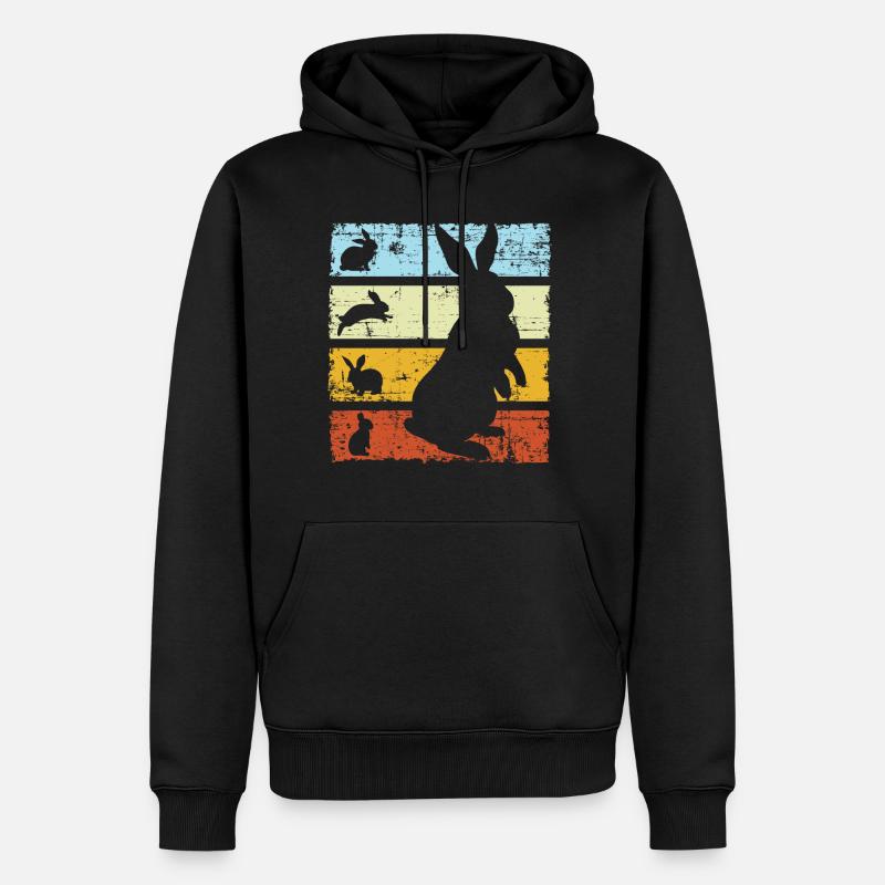 Rabbit Retro - Männer Premium Bio Hoodie - Schwarz