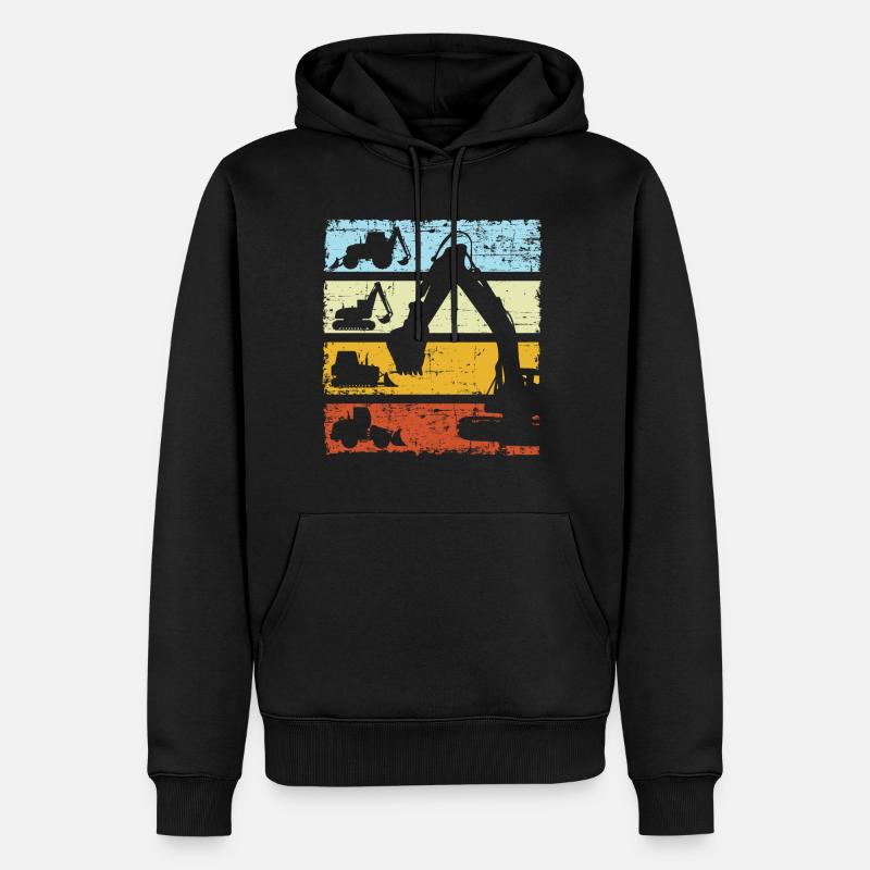 Bagger Baggerfahrer Baustelle Retro Bauarbeiter - Männer Premium Bio Hoodie - Schwarz