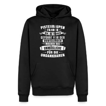 Pistenfahrzeug Pistenraupe Pistenraupenfahrer - Männer Premium Bio Hoodie - Schwarz - Vorne - Nico (187cm)