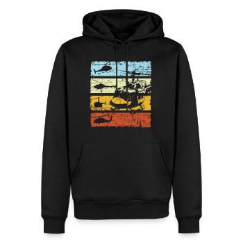 Hubschrauber Helikopter Pilot Retro Vintage - Männer Premium Bio Hoodie - Schwarz - Vorne - Nico (187cm)