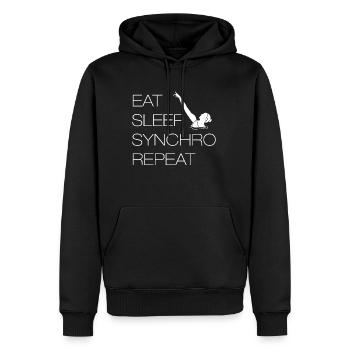 Eat Sleep Synchro Repeat T-Shirt - Männer Premium Bio Hoodie - Schwarz - Vorne - Nico (187cm)