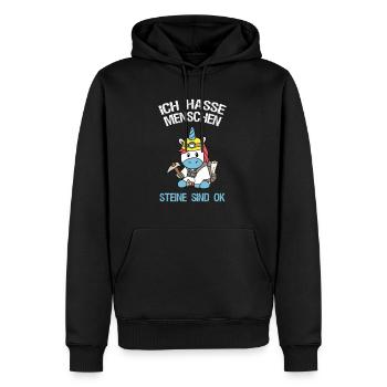 Ich Hasse Menschen Steine Sind OK Einhorn Geologe - Männer Premium Bio Hoodie - Schwarz - Vorne - Nico (187cm)