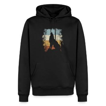 Retro Vintage Wolf - Männer Premium Bio Hoodie - Schwarz - Vorne - Nico (187cm)