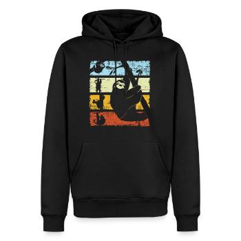 Vintage Retro Paresseux Silhouette - Sweat à capuche Premium bio Homme - noir - Devant - Nico (187cm)