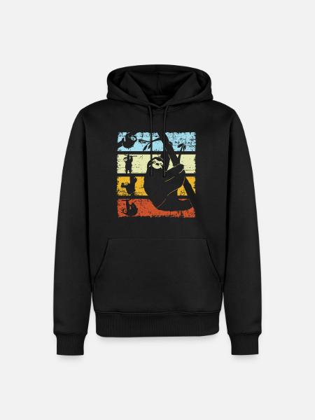 Vintage Retro Faultier Silhouette - Männer Premium Bio Hoodie - Schwarz