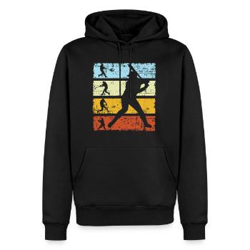 Rétro-joueur de baseball - Sweat à capuche Premium bio Homme - noir - Devant - Nico (187cm)