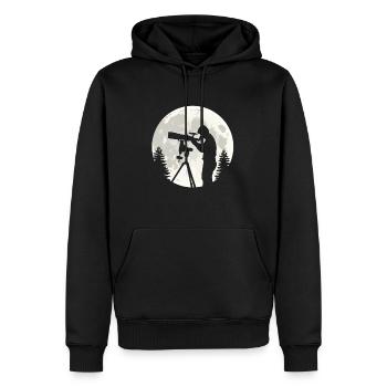 Astronom Fernrohr Vollmond Sonnensystem Teleskop - Männer Premium Bio Hoodie - Schwarz - Vorne - Nico (187cm)