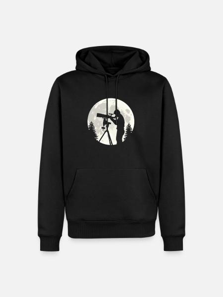 Astronom Fernrohr Vollmond Sonnensystem Teleskop - Männer Premium Bio Hoodie - Schwarz
