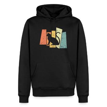 Rétro Cat Sunset Cats Vintage - Sweat à capuche Premium bio Homme - noir - Devant - Nico (187cm)