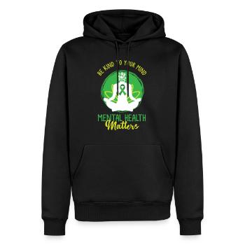 Santé mentale, santé mentale Vert - Sweat à capuche Premium bio Homme - noir - Devant - Nico (187cm)