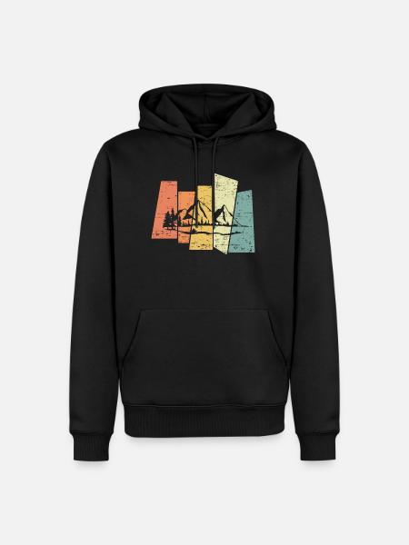 Retro Berglandschaft Berge Vintage - Männer Premium Bio Hoodie - Schwarz