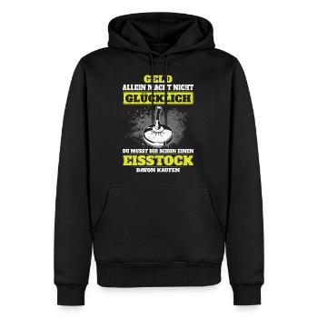 Geld allein macht nicht glücklich Eisstockschießen - Männer Premium Bio Hoodie - Schwarz - Vorne - Nico (187cm)