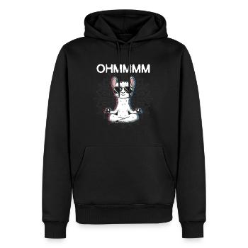 OHMMM Meditation Lama yoga - Sweat à capuche Premium bio Homme - noir - Devant - Nico (187cm)
