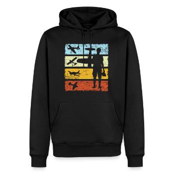Modèle Airplane Aviation RC Flight retro vintage - Sweat à capuche Premium bio Homme - noir - Devant - Nico (187cm)
