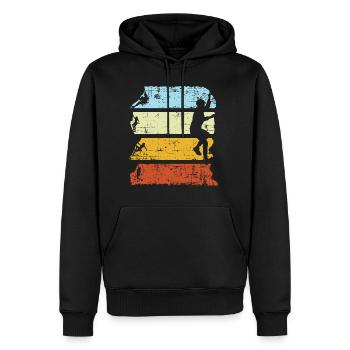 Vintage Mountain Climber Climbing Bouldering - Sweat à capuche Premium bio Homme - noir - Devant - Nico (187cm)