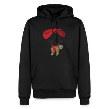 Sloth Paraglider Paragliding Skydiving - Men’s Premium Organic Hoodie - black - Front - Nico (187cm)