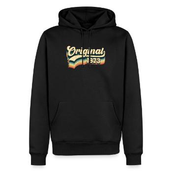 48e anniversaire cadeau original millésime 1973 - Sweat à capuche Premium bio Homme - noir - Devant - Nico (187cm)
