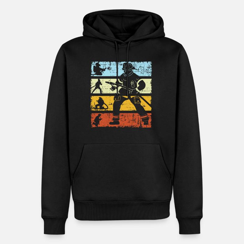 Pompier pompier rétro - Sweat à capuche Premium bio Homme - noir