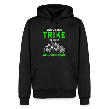 Warum ich Trike fahre weil ich es kann Dreirad - Männer Premium Bio Hoodie - Schwarz - Vorne - Nico (187cm)