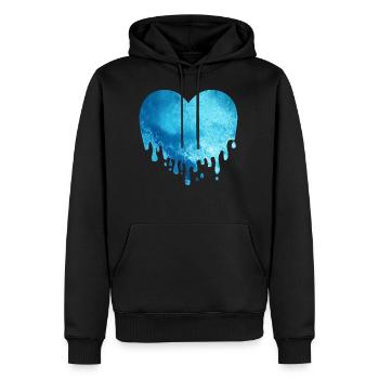 La fonte des glaces glaciaire coeur - Sweat à capuche Premium bio Homme - noir - Devant - Nico (187cm)
