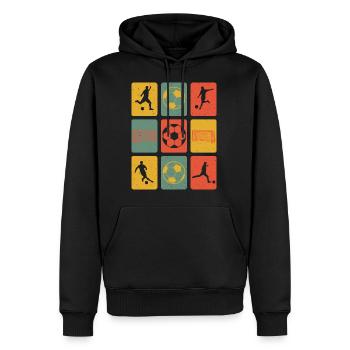 Retro Fußball Fußballer Pose Fussballspieler - Männer Premium Bio Hoodie - Schwarz - Vorne - Nico (187cm)