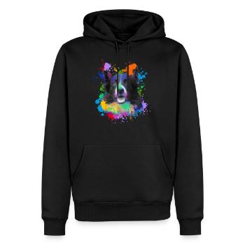 Border Collie Chien amoureux des animaux Chiens Peinture à l’eau - Sweat à capuche Premium bio Homme - noir - Devant - Nico (187cm)