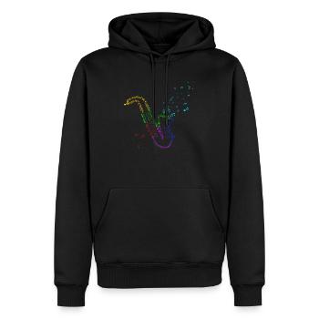 Saxophone rétro Notes de musique Instrument de musique - Sweat à capuche Premium bio Homme - noir - Devant - Nico (187cm)