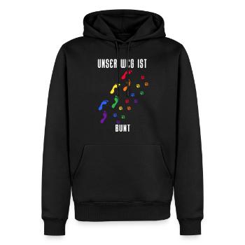 Fußspuren Pfoten Hund Regenbogen Gay Pride CSD - Männer Premium Bio Hoodie - Schwarz - Vorne - Nico (187cm)