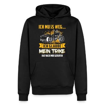Ich muss zu meinem Trike Triker Dreirad Fahrer - Männer Premium Bio Hoodie - Schwarz - Vorne - Nico (187cm)