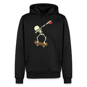 Skeleton Skateboard Dabbing Skate Skeleton Heart - Sweat à capuche Premium bio Homme - noir - Devant - Nico (187cm)