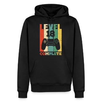 Level 18 Complete Retro Gamer - Men’s Premium Organic Hoodie - black - Front - Nico (187cm)