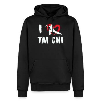 Tai Chi Sport Chemise Qi Gong Yoga Sports de combat Cadeau - Sweat à capuche Premium bio Homme - noir - Devant - Nico (187cm)