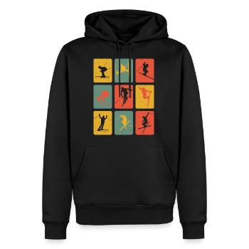 Retro Freeski Skifahrer Skifahren Vintage Ski - Männer Premium Bio Hoodie - Schwarz - Vorne - Nico (187cm)
