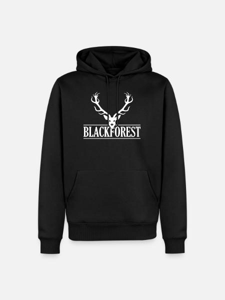 Schwarzwald Hirschkopf Hirsch - Sweat à capuche Premium bio Homme - noir