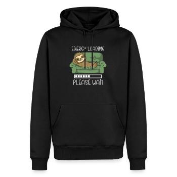Energy Loading Please Wait Faultier auf Couch Sofa - Männer Premium Bio Hoodie - Schwarz - Vorne - Nico (187cm)