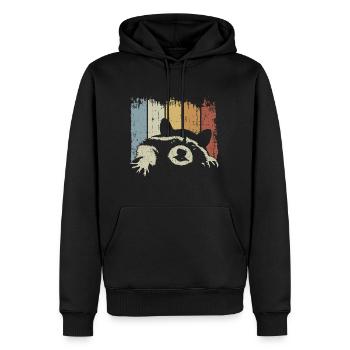 Vintage Raccoon - Sweat à capuche Premium bio Homme - noir - Devant - Nico (187cm)