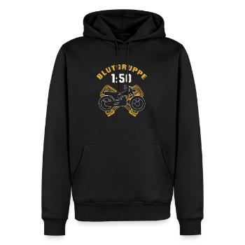 DDR Moped Blutgruppe 1:50 Sprit Kolben im 2 Takter - Männer Premium Bio Hoodie - Schwarz - Vorne - Nico (187cm)