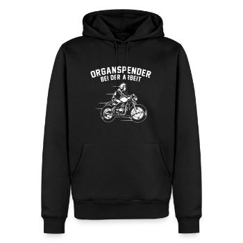 Organ donor at work Motorcyclist Biker - Men’s Premium Organic Hoodie - black - Front - Nico (187cm)