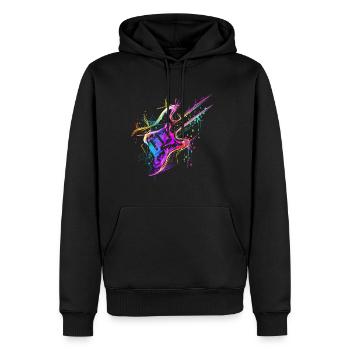 Musiciens colorés basse guitare électrique - Sweat à capuche Premium bio Homme - noir - Devant - Nico (187cm)