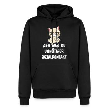 Geh Weg du unnötiger Sozialkontakt Faule Katze - Männer Premium Bio Hoodie - Schwarz - Vorne - Nico (187cm)