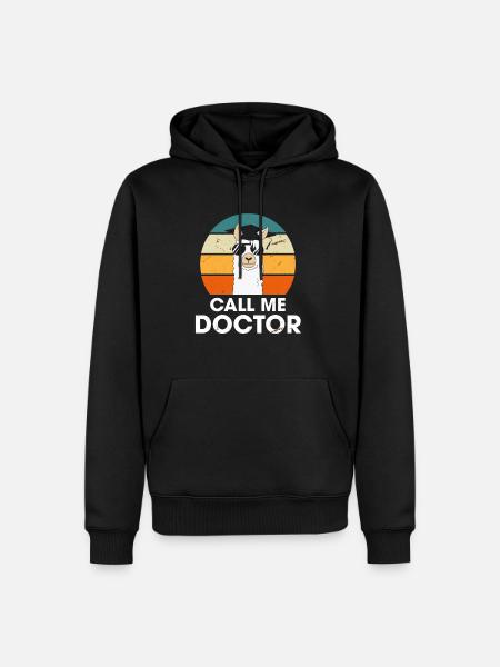 Call Me Doctor Lama Alpaka Docteur Ph.D Études - Sweat à capuche Premium bio Homme - noir
