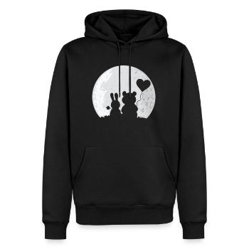Rabbit Bear Love Couple Valentine’s Rabbit Lover - Sweat à capuche Premium bio Homme - noir - Devant - Nico (187cm)