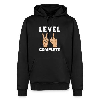 Level 21 Complete Middle Finger 21 Birthday - Men’s Premium Organic Hoodie - black - Front - Nico (187cm)