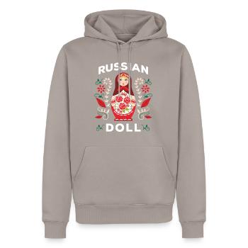 Matryochka russie poupée matryhka russe - Sweat à capuche Premium bio Homme - taupe - Devant - Nico (187cm)