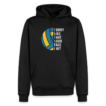 Your face I hit Volleyball Coach Hobby Ball - Männer Premium Bio Hoodie - Schwarz - Vorne - Nico (187cm)